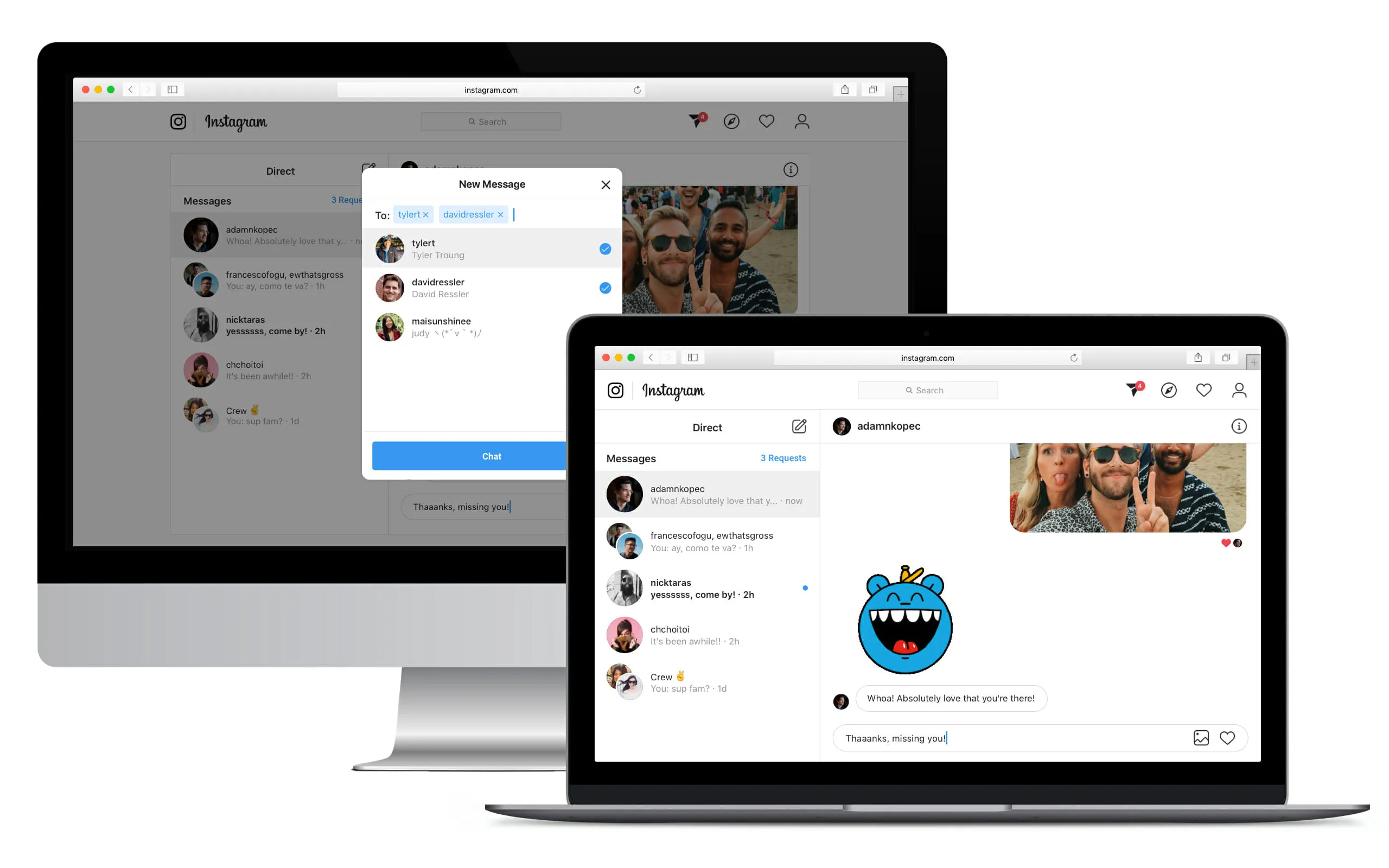 Instagram abilita i DM da Desktop