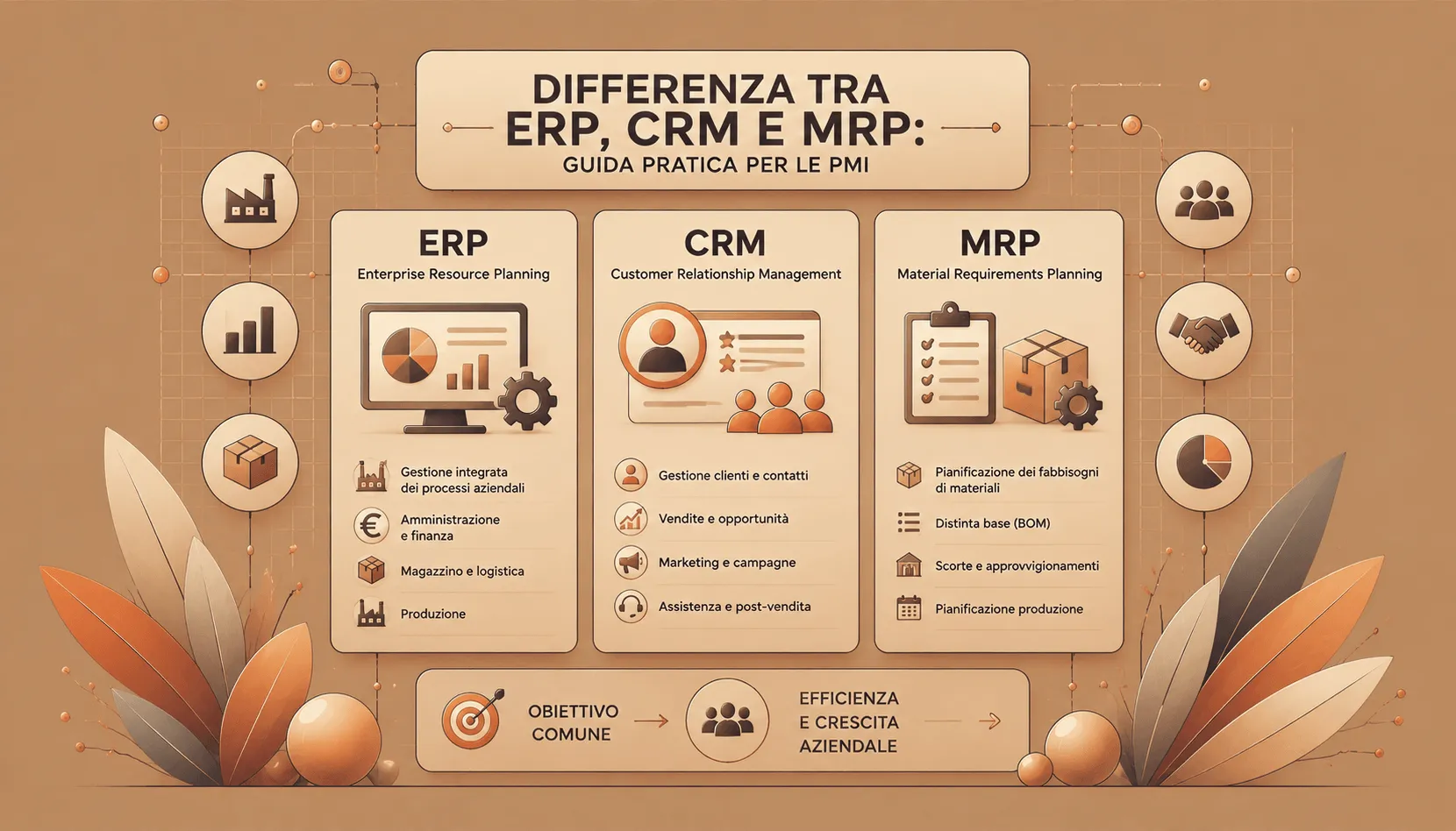 Differenza tra ERP, CRM e MRP: guida pratica per le PMI